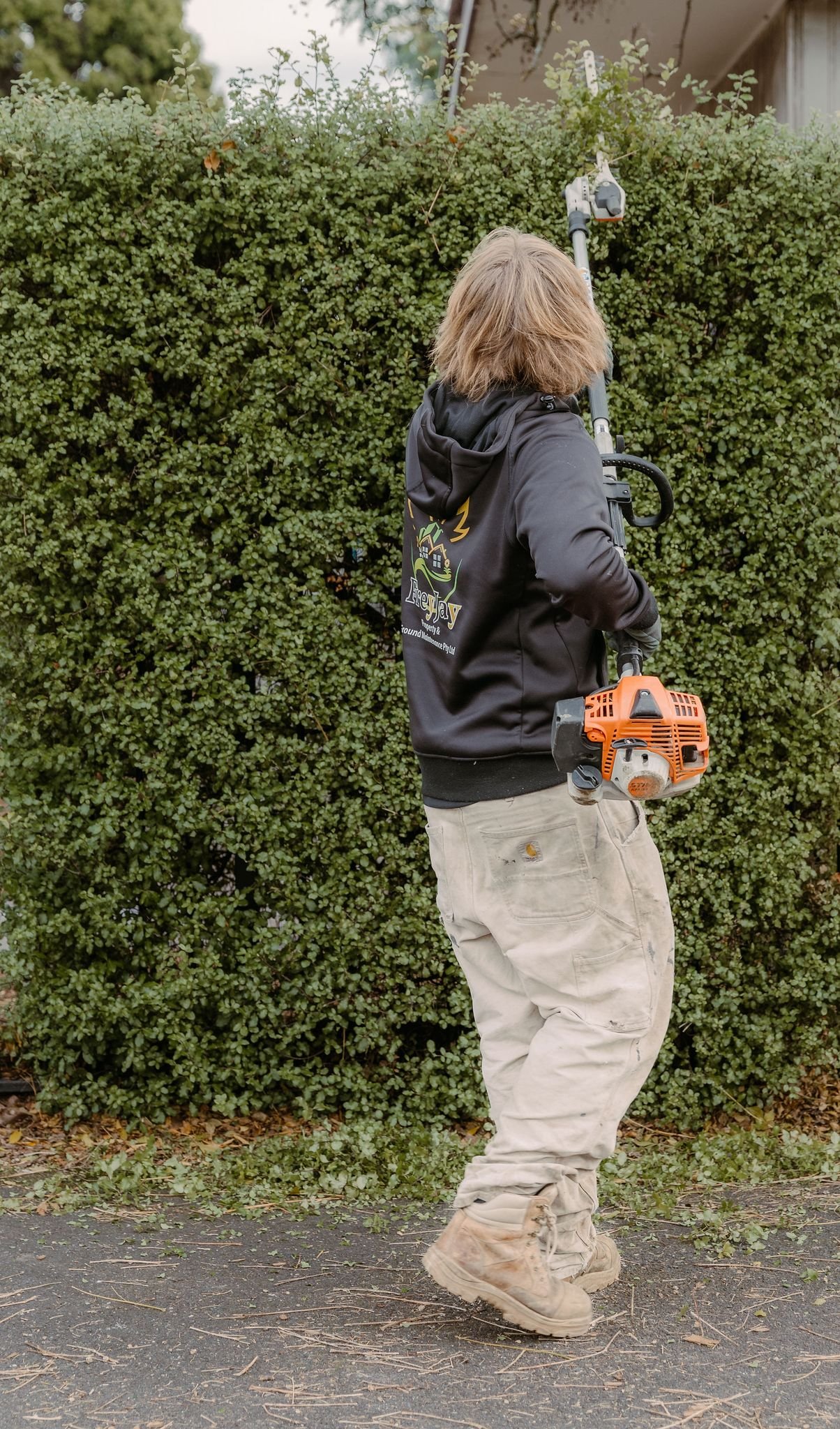 FreyJay Garden team with backpack leaf blower Melbourne